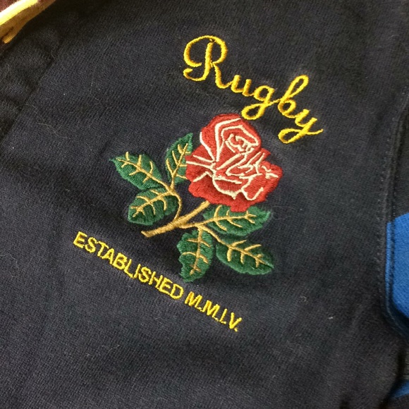 RARE Vintage Rugby Ralph Lauren Fitted patchwork Rugby Shirt - Picture 2 of 6